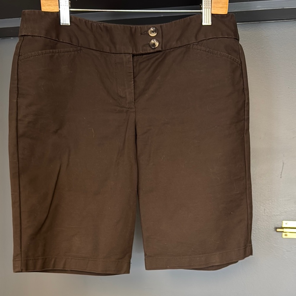 Ann Taylor Brown Bermuda Shorts Tailored Structured Design